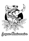 Dino rugissant pour un joyeux anniversaire